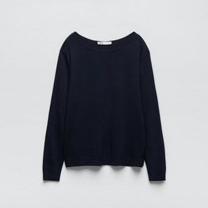 Zara Long Sleeve Wide Boat-neck Sweater